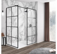 Inloopdouche Set Florence 120x90cm Zwart Mat Raster 200cm Easy Clean 8mm veiligheidsglas Aluminuim profiel Nano-Coating