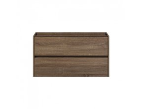 Badkamermeubel Onderkast Dahlia Havanna Wood 80x45x48cm Hangend Greeploos 2 Lades Softclose