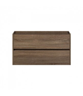 FABRIECIO Badkamermeubel Onderkast Dahlia Havanna Wood 80x45x48cm Hangend Greeploos 2 Lades Softclose