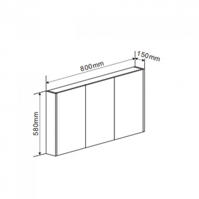 Spiegelkast Dahlia Diamond 80x58x15cm Zwart 3-deurs met legplanken Spiegelkast Dahlia Diamond 80x58x15cm Zwart 3-deurs met legplanken