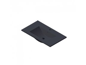 Wastafel Parijs 80x46x3cm Mat Zwart met kraangat Keramiek