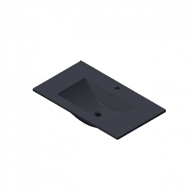 Wastafel Parijs 80x46x3cm Mat Zwart met kraangat Keramiek