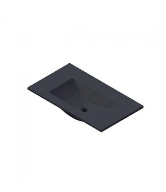 FABRIECIO Wastafel Parijs 80x46x3cm Zwart Mat zonder kraangat Keramiek