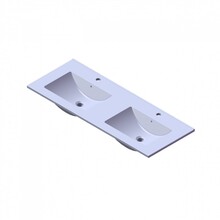 Wastafel Parijs 120x46x3cm Mat Wit met Kraangat Keramiek Dubbele Wastafel