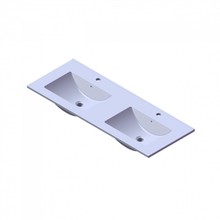 Wastafel Parijs 120x46x3cm Mat Wit met Kraangat Keramiek Dubbele Wastafel