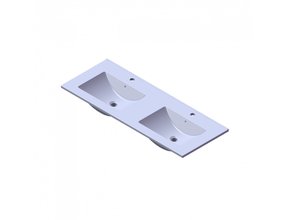 Wastafel Parijs 120x46x3cm Mat Wit met Kraangat Keramiek Dubbele Wastafel