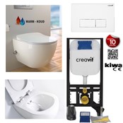 Compleet Hangtoilet Set met geïntegreerd bidetkraan Warm en koud Wandcloset + Inbouwreservoir + drukplaat Compleet Hangtoilet Set met geïntegreerd bidetkraan Warm en koud Wandcloset + Inbouwreservoir + drukplaat