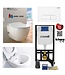 CREAVIT Compleet Hangtoilet Set met geïntegreerd bidetkraan Warm en koud Wandcloset + Inbouwreservoir + drukplaat
