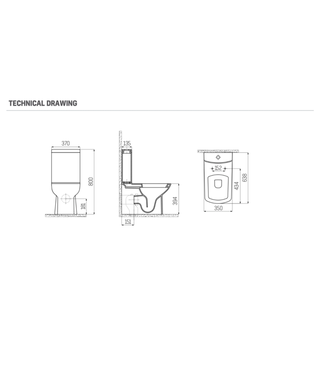 Staand toilet Creavit Lara Zwart Mat duoblok incl. softclose toiletbril aansluiting OA en PK