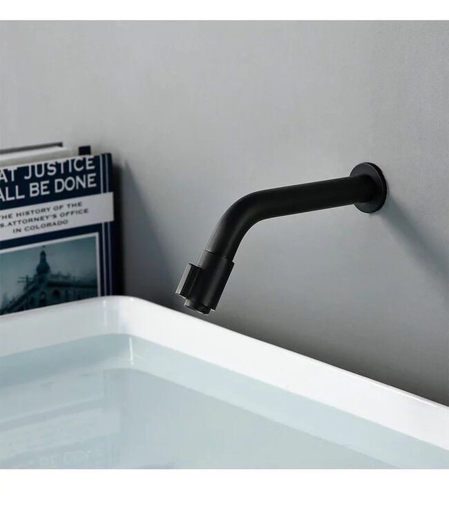 SANI-SUPPLY Inbouw toiletkraan Donna Zwart Mat Koud eenhendel bediening Draaiknop 1-gats