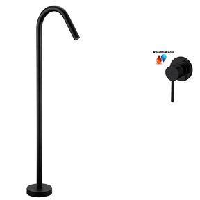 Vrijstaande baduitloop Donna-JEE Mat ZwaVrijstaande baduitloop Donna-JEE Mat Zwart inclusief bediening Mengkraanrt inclusief bediening Mengkraan