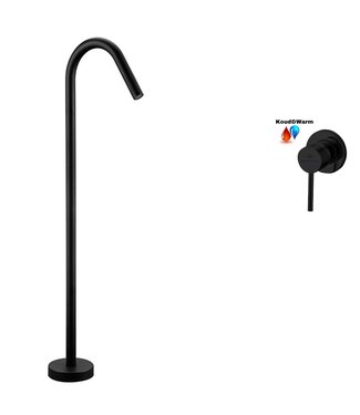 SANI-SUPPLY Vrijstaande baduitloop Donna-JEE Mat ZwaVrijstaande baduitloop Donna-JEE Mat Zwart inclusief bediening Mengkraanrt inclusief bediening Mengkraan