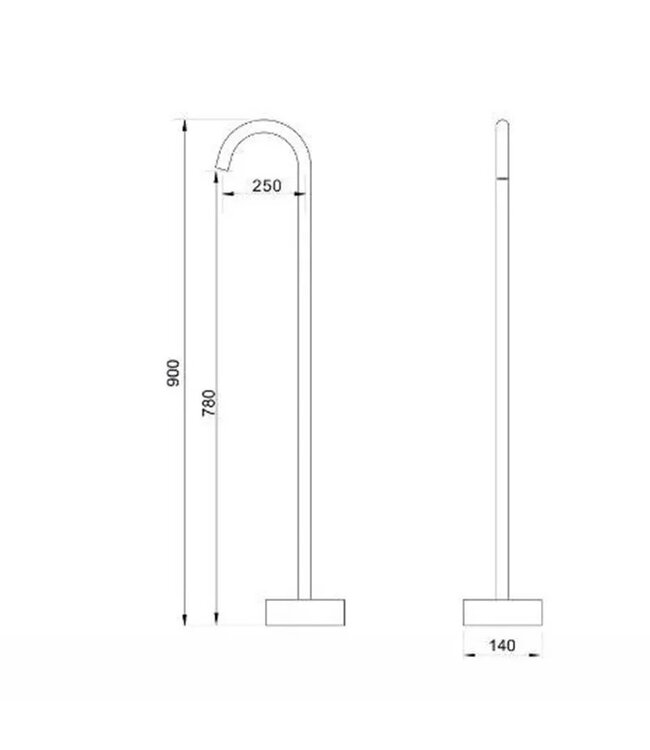 Vrijstaande Badkraan baduitloop Donna-JEE Mat ZwaVrijstaande baduitloop Donna-JEE Mat Zwart inclusief bediening Mengkraanrt inclusief bediening Mengkraan