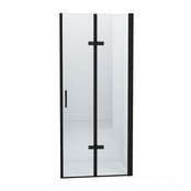 Douchedeur Miami Nisdeur Vouwdeur Mat Zwart 100x202cm Antikalk Helder Glas Profiel 8mm Veiligheidsglas