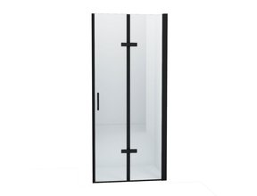 Douchedeur Miami Nisdeur Vouwdeur Mat Zwart 100x202cm Antikalk Helder Glas Profiel 8mm Veiligheidsglas