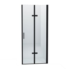 Douchedeur Miami Nisdeur Vouwdeur Mat Zwart 100x202cm Antikalk Helder Glas Profiel 8mm Veiligheidsglas