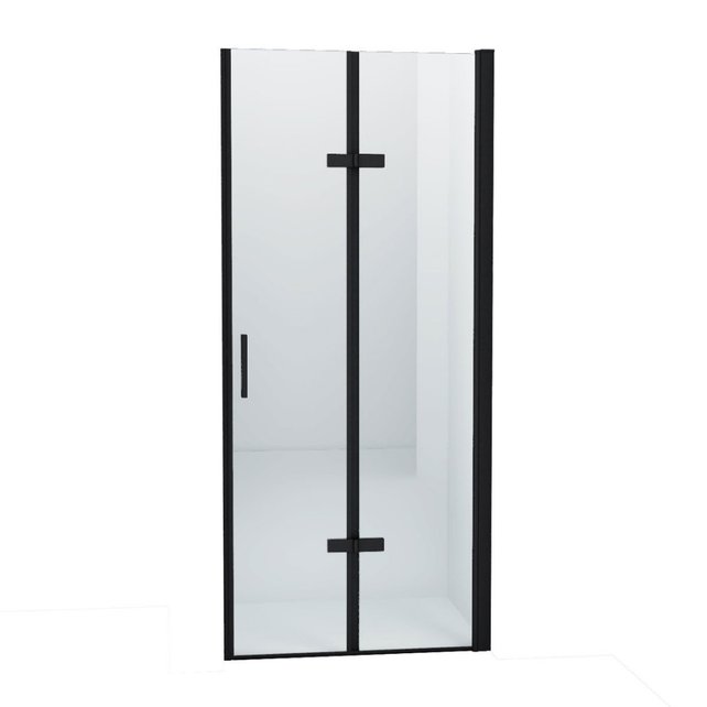 Douchedeur Miami Nisdeur Vouwdeur Mat Zwart 100x202cm Antikalk Helder Glas Profiel 8mm Veiligheidsglas