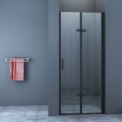 Douchedeur Miami Nisdeur Vouwdeur Mat Zwart 100x202cm Antikalk Helder Glas Profiel 8mm Veiligheidsglas