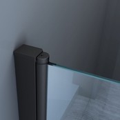 Douchedeur Miami Nisdeur Vouwdeur Mat Zwart 100x202cm Antikalk Helder Glas Profiel 8mm Veiligheidsglas