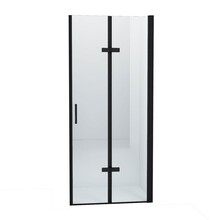 Douchedeur Miami Nisdeur Vouwdeur Mat Zwart 80x202cm Antikalk Helder Glas Profiel 8mm Veiligheidsglas