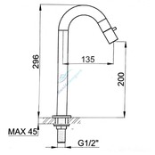 Fonteinkraan Hoog Toiletkraan Cinci Rond Mat Zwart Rond 29,6cm