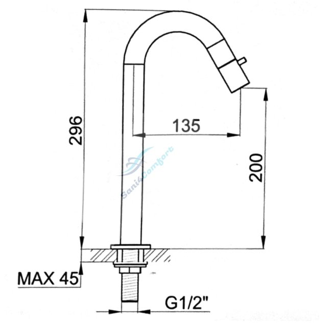 Fonteinkraan Hoog Toiletkraan Cinci Rond Mat Zwart Rond 29,6cm