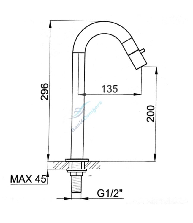 SANI-SUPPLY Fonteinkraan Hoog Toiletkraan Cinci Rond Mat Zwart Rond 29,6cm