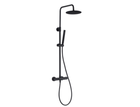 Opbouw Regendouche set Donna Optima Zwart Mat Rond 22cm hoofddouche thermostaatkraan incl. Handdouche