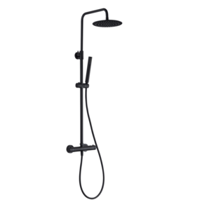 Opbouw Regendouche set Donna Optima Zwart Mat Rond 22cm hoofddouche thermostaatkraan incl. Handdouche