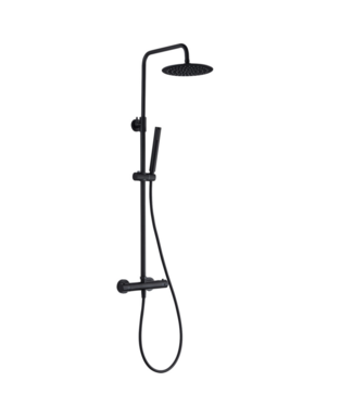 CREAVIT Opbouw Regendouche set Donna Optima Zwart Mat Rond 22cm hoofddouche thermostaatkraan incl. Handdouche