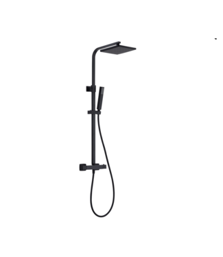 CREAVIT Opbouw Regendouche set  Donna Optima Zwart Mat Vierkant 22cm hoofddouche incl. Handdouche