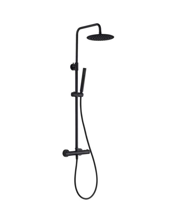 CREAVIT Opbouw Regendouche set  Donna Optima Zwart Mat Vierkant 22cm hoofddouche incl. Handdouche