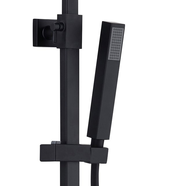 Opbouw Regendouche set  Donna Optima Zwart Mat Vierkant 22cm hoofddouche incl. Handdouche