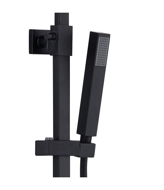 CREAVIT Opbouw Regendouche set  Donna Optima Zwart Mat Vierkant 22cm hoofddouche incl. Handdouche