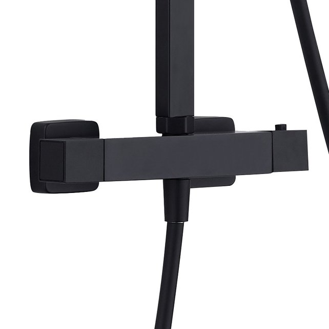 Opbouw Regendouche set  Donna Optima Zwart Mat Vierkant 22cm hoofddouche incl. Handdouche