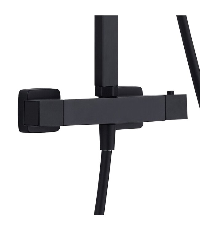 CREAVIT Opbouw Regendouche set  Donna Optima Zwart Mat Vierkant 22cm hoofddouche incl. Handdouche