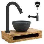 Mini Toilet Fonteinset Parro Zwart met Handdoekhouder natuursteen waskom luxe koud water Kraan Cinci Pushup en Sifon Zwart 40x22x8cm Mini Toilet Fonteinset Parro Zwart met Handdoekhouder natuursteen waskom luxe koud water Kraan Cinci Pushup en Sifon Zwart 40x22x8cm