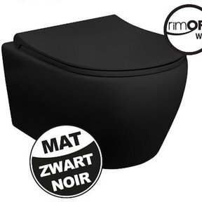 Creavit Aloni Randloos Hangtoilet Mat Zwart incl. toiletbril Softclose