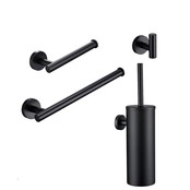 Toilet Accessoires Set Rondo Lux Mat Zwart Luxe Borstel Set luxe Toiletrolhouder Handdoekhaak en Dubbele Reserverolhouder Toilet Accessoires Set Rondo Lux Mat Zwart Luxe Borstel Set luxe Toiletrolhouder Handdoekhaak en Dubbele Reserverolhouder