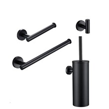 Toilet Accessoires Set Rondo Lux Mat Zwart Luxe Borstel Set luxe Toiletrolhouder Handdoekhaak en Dubbele Reserverolhouder