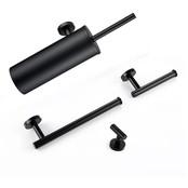 Toilet Accessoires Set Rondo Lux Mat Zwart Luxe Borstel Set luxe Toiletrolhouder Handdoekhaak en Dubbele Reserverolhouder Toilet Accessoires Set Rondo Lux Mat Zwart Luxe Borstel Set luxe Toiletrolhouder Handdoekhaak en Dubbele Reserverolhouder