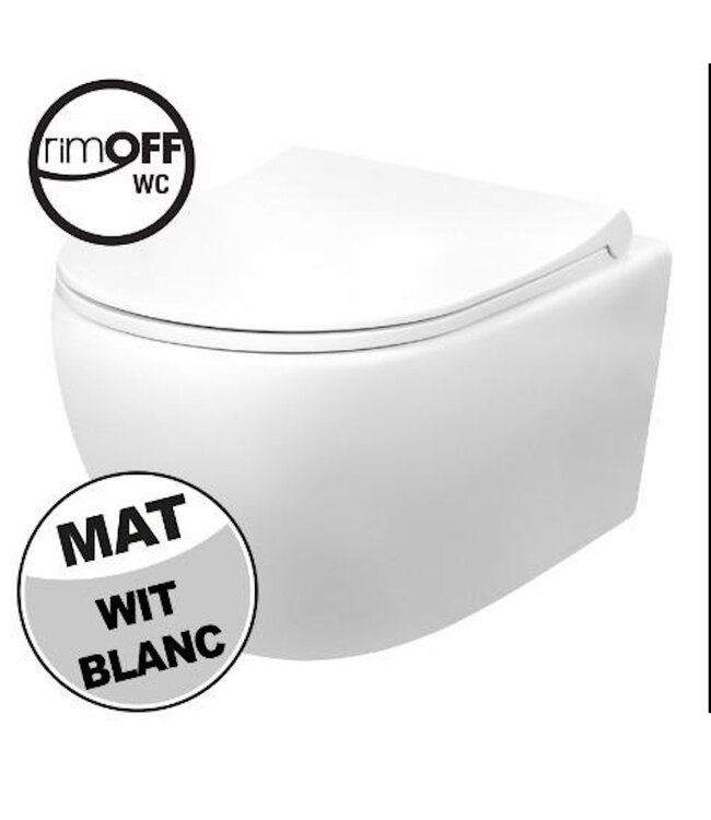 CREAVIT Creavit Aloni Randloos Hangtoilet Mat Wit 51x35x34 cm incl. toiletbril Softclose