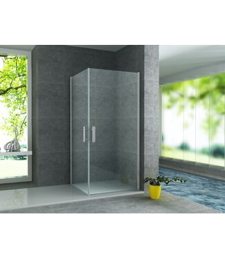 CREAVIT Aloni Douchecabine Vierkant Dubbele Swingdeur 90x90x190cm Antikalk Helder Glas Chroom Profiel 6mm Veiligheidsglas Easy Clean