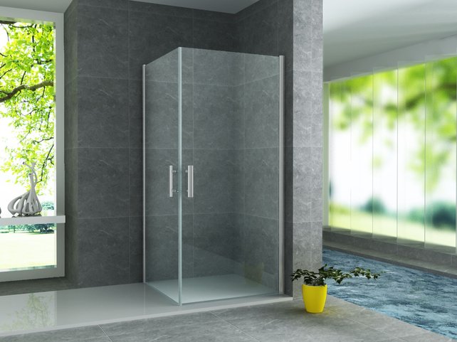 Aloni Douchecabine Vierkant Dubbele Swingdeur 90x90x190cm Antikalk Helder Glas Chroom Profiel 6mm Veiligheidsglas Easy Clean
