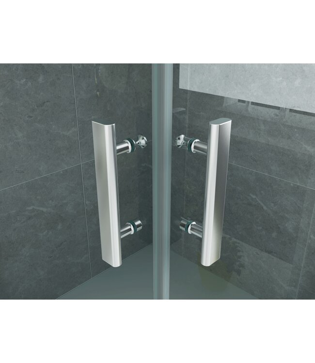 Aloni Douchecabine Vierkant Dubbele Swingdeur 90x90x190cm Antikalk Helder Glas Chroom Profiel 6mm Veiligheidsglas Easy Clean