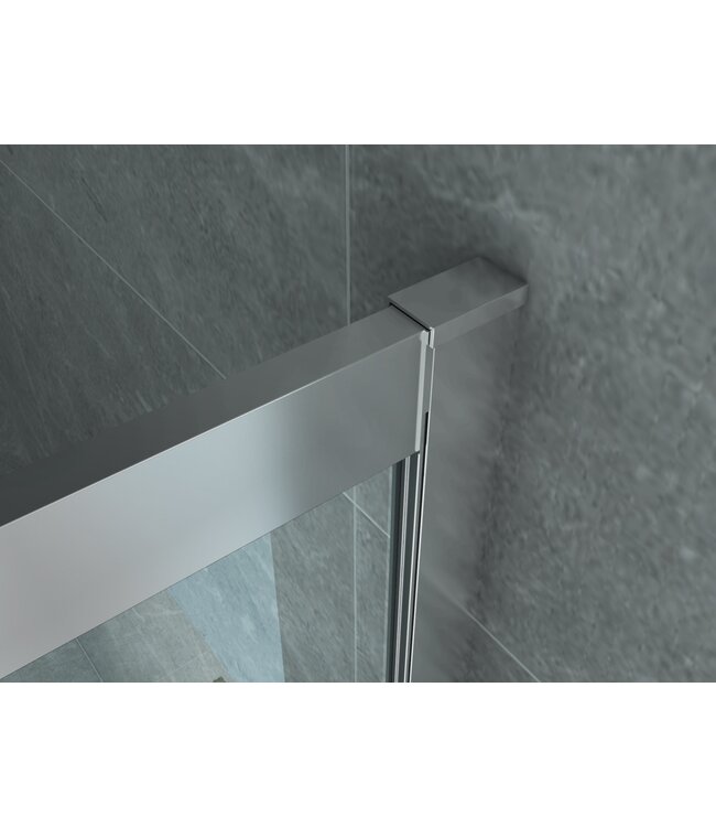 Aloni Douchecabine Venetië Nano Vierkant 90x90cm Chroom Schuifdeur 195cm Hoekinstap veiligheidsglas 6mm anti-kalk