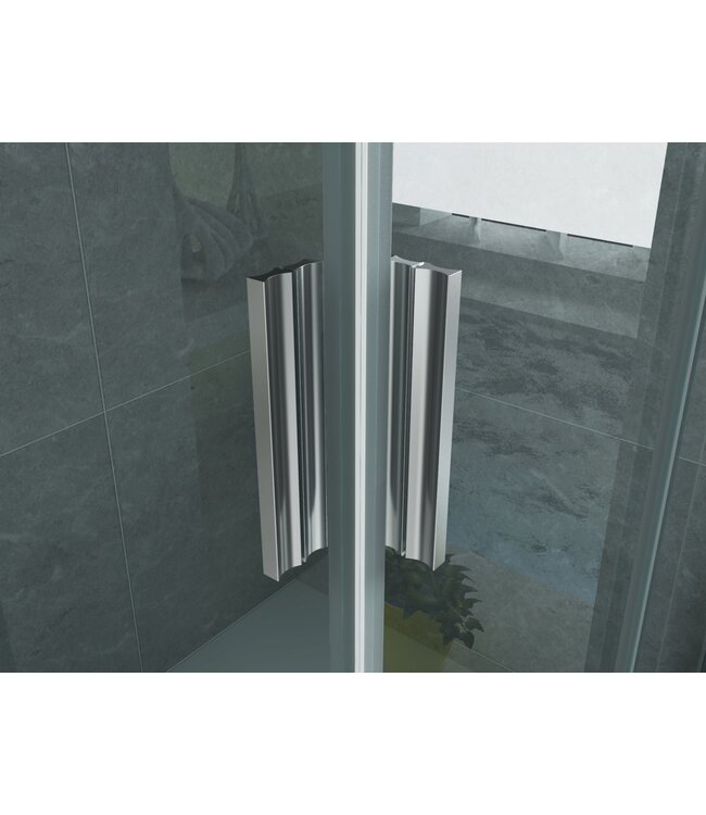 Aloni Douchecabine Venetië Nano Vierkant 90x90cm Chroom Schuifdeur 195cm Hoekinstap veiligheidsglas 6mm anti-kalk