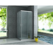 Aloni Douchecabine Venetië Nano Vierkant 80x80cm Chroom Schuifdeur 195cm Hoekinstap veiligheidsglas 6mm anti-kalk