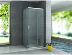 Aloni Douchecabine Venetië Nano Vierkant 80x80cm Chroom Schuifdeur 195cm Hoekinstap veiligheidsglas 6mm anti-kalk