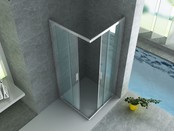 Aloni Douchecabine Venetië Nano Vierkant 80x80cm Chroom Schuifdeur 195cm Hoekinstap veiligheidsglas 6mm anti-kalk